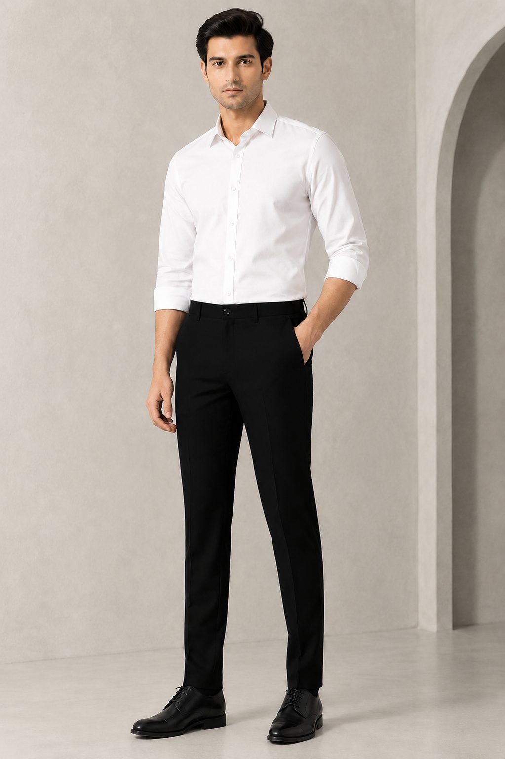 Patloon Jack Williams Jet Black Lycra blend regular fit pants